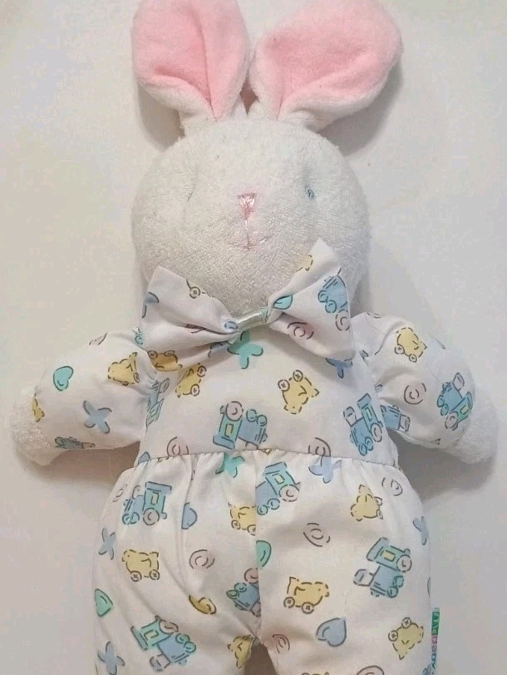 Vintage McBaby Soft Dreams Bunny Rabbit Terry Cloth Rattle Bunny Slippers Pastel